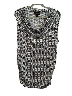 Dana Buchman Blouse Size XL Black White Sleeveless Women Top Blouse